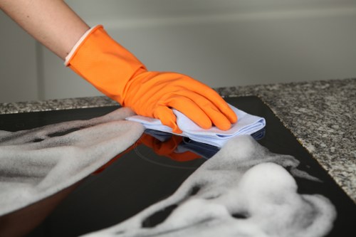 Professional sofa cleaning in a bright living room