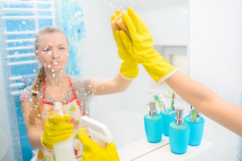 Room-by-room house cleaning strategy for kitchen and bathroom