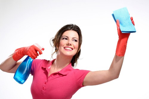 Professional Airbnb cleaning supplies arranged for turnover service