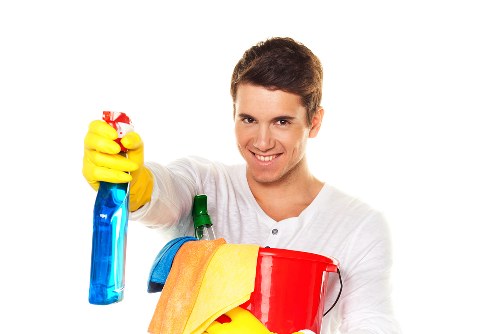Different oven cleaning methods and supplies on a kitchen counter