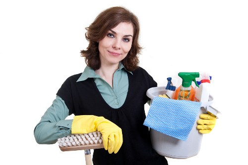 Cleaning supplies and equipment used for commercial cleaning services